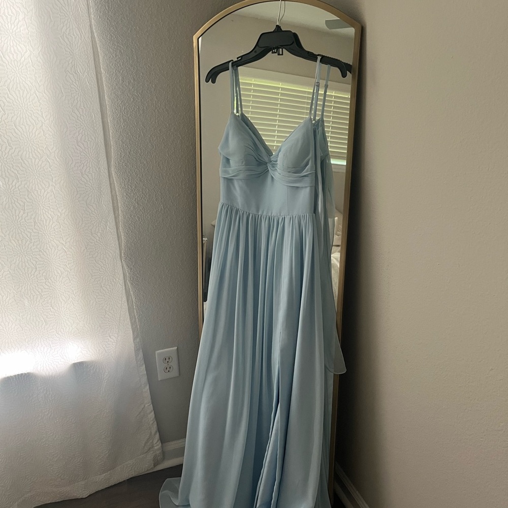 Azazie Blue Spaghetti Strap Gown